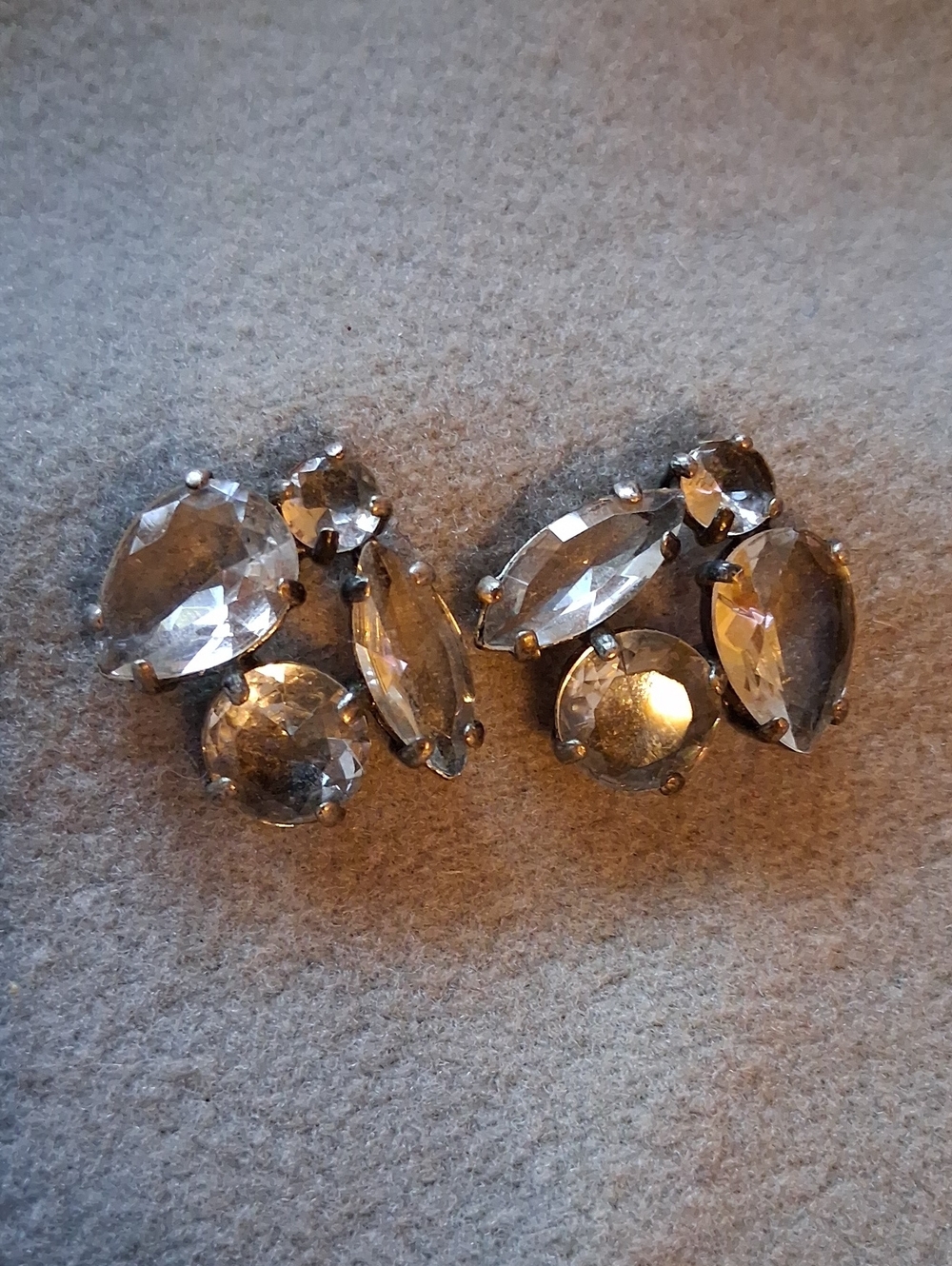 Vintage J. Crew Clear Crystal Cluster Earrings for Pierced Ears (Posts)